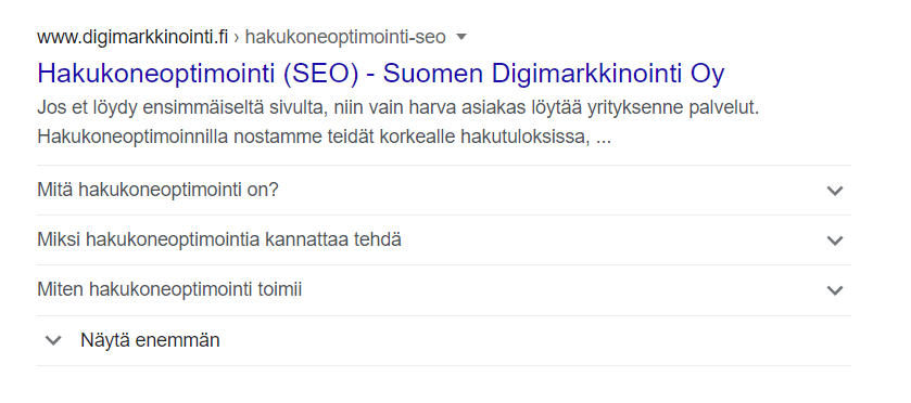 Hakukoneoptimointi Schema Jäsennelty tieto - SDM