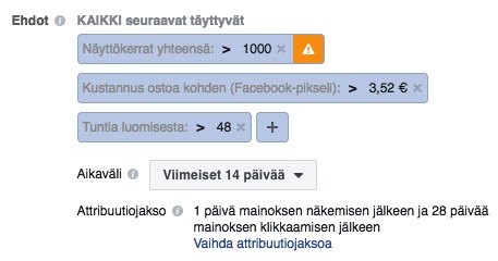 facebook automaattiset säännöt tuntia luomisesta