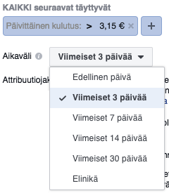 facebook sääntö aikaväli