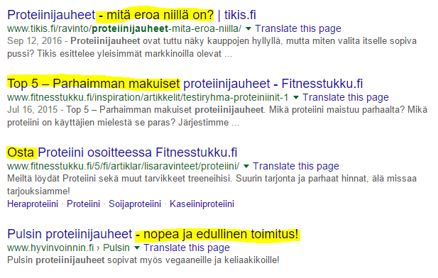 meta titlet googlen hakutuloksissa
