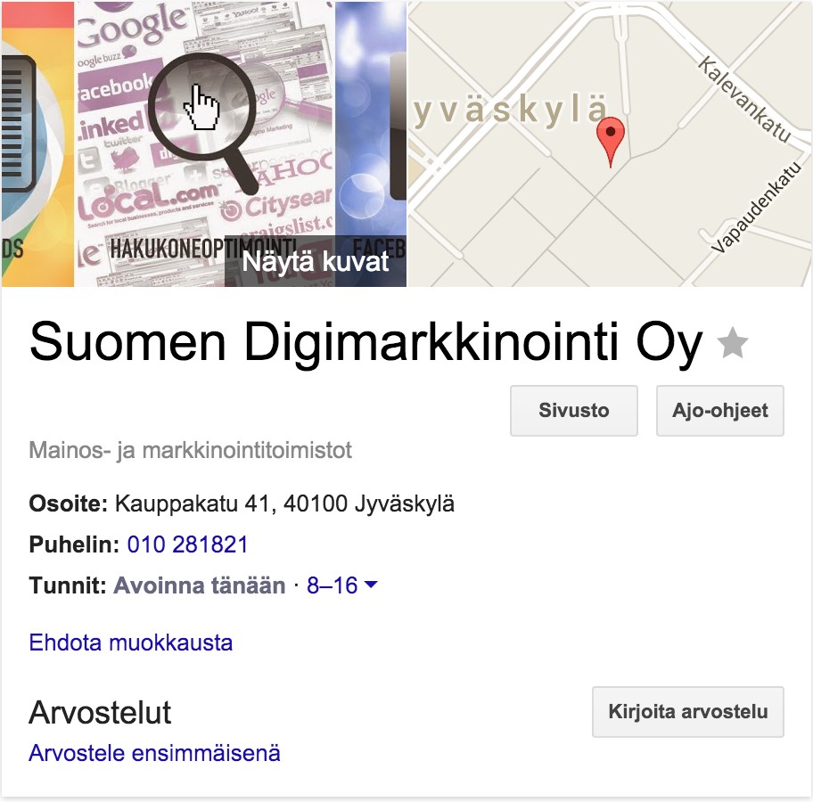 Jäsennelty tieto rich snippet knowledge graph 