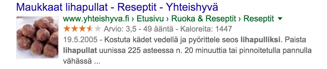 Jäsennelty tieto rich snippet