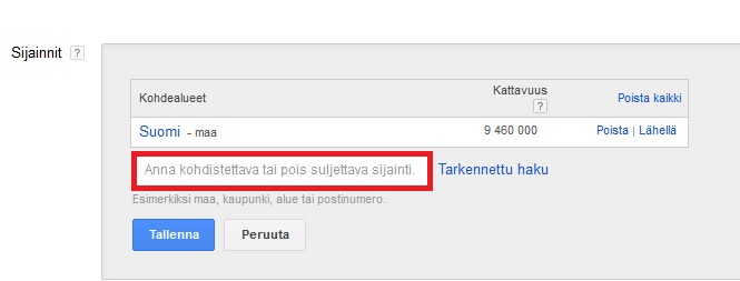sijaintiasetukset