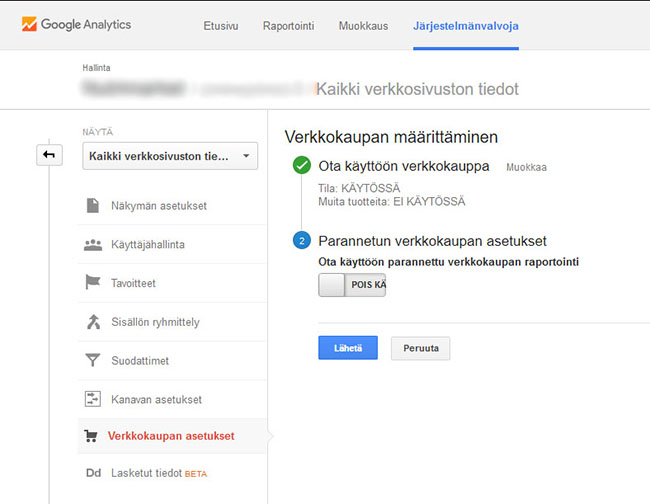 analytics-verkkokaupan-asetukset